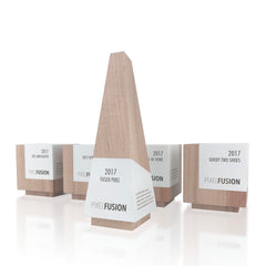 Modern unique maple wood and white paint team recognition awards for PixelFusion