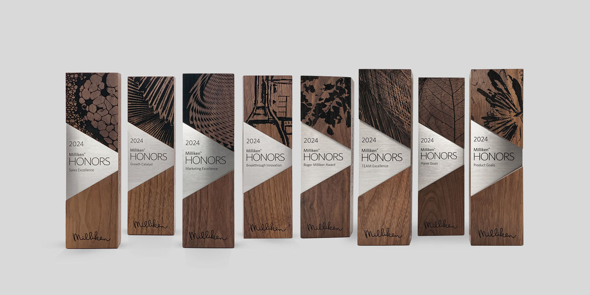 Custom corporate awards with extensive laser-engraving of patterns by trophyology