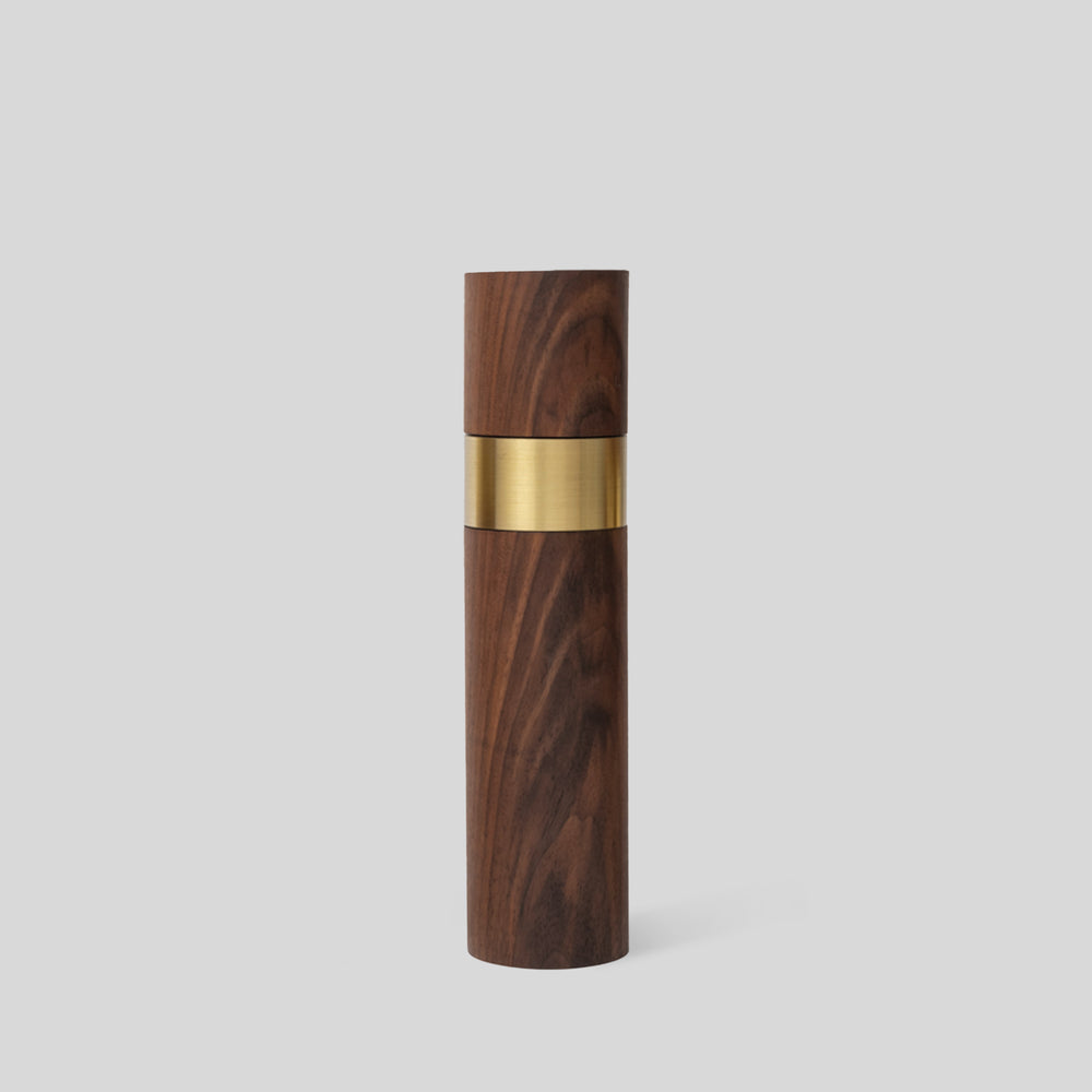 Stela Round Award | Medium features a wooden cylinder with a polished metal ring, symbolizing unity and excellence, part of the artisan-crafted Stela Collection.