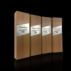 Corporate Modern Eco Award Trophies Recovered Wood Metal Engraved Plaques
