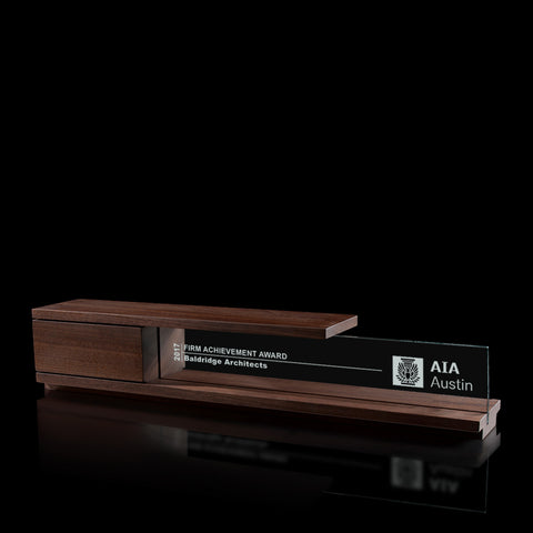 Unique Modern Personalized Custom Award | Wood and Glass | Portico 