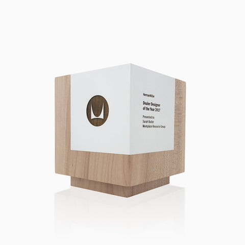 Contemporary Design Wooden Trophy Cubus Trophy in Maple