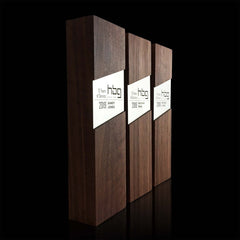 Engraved contemporary design wood and metal corporate trophies Figura Rectangulum