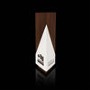 Designer Modern Geometric Triangulus Award, Walnut Wood and White Paint, for AMCHAM