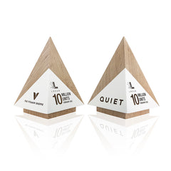 Geometric pyramid shaped solid wooden awards